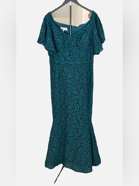 Teri Jon Dresses & Skirts - Terry John Green Floral Lace Gown – Size 18 – Empire Waist Mermaid Dress